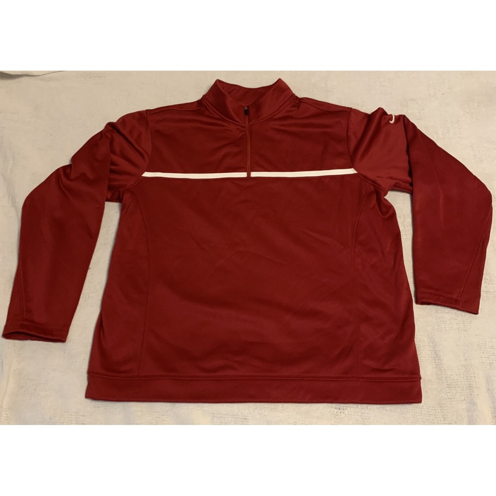 NIKE GOLF TOUR PERFORMANCE THERMA FIT 1/4‎ ZIP UP SWEATSHIRT Sz Mens XL Dark Red